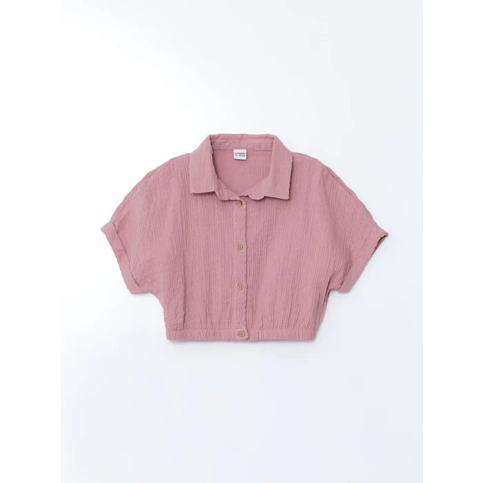 LCW Kids LİLA Dokulu Kız Çocuk Crop Gömlek