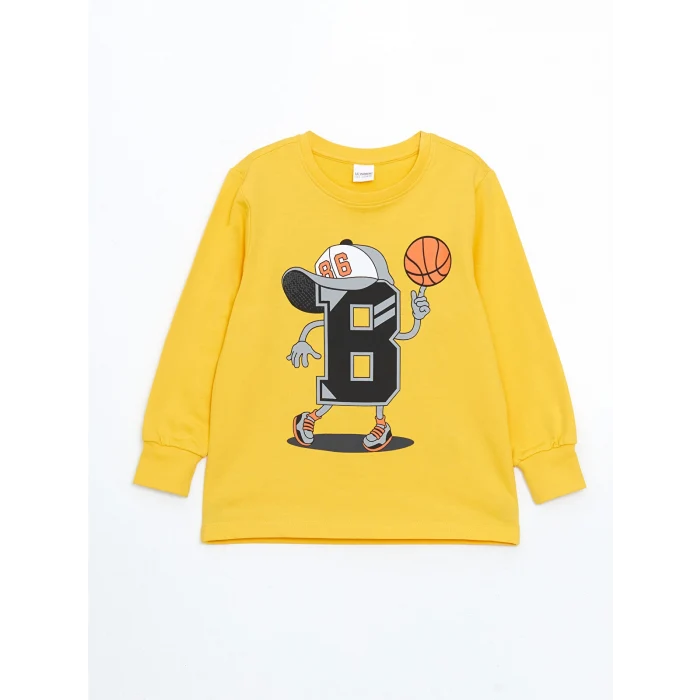 LCW Kids SARI Bisiklet Yaka Erkek Çocuk Pijama Takımı