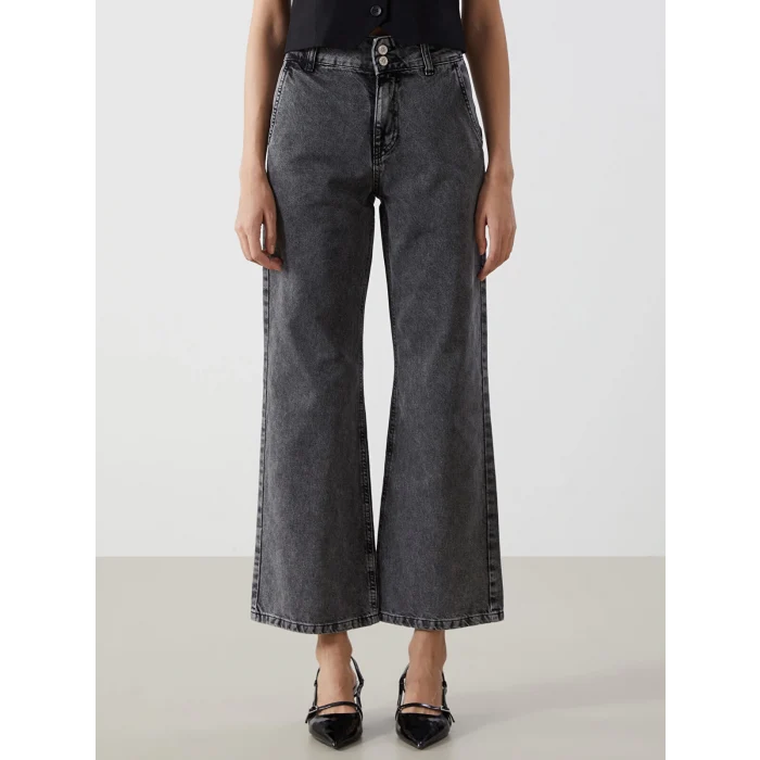 LCW Jeans GRİ Wideleg Kadın Jean Pantolon
