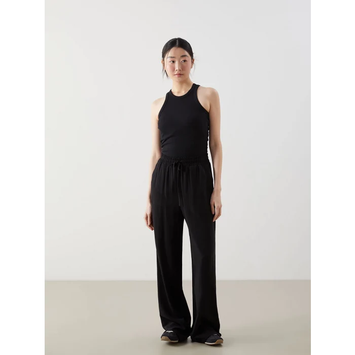 XSIDE SİYAH Beli Lastikli Keten Karışımlı Kadın Pantolon