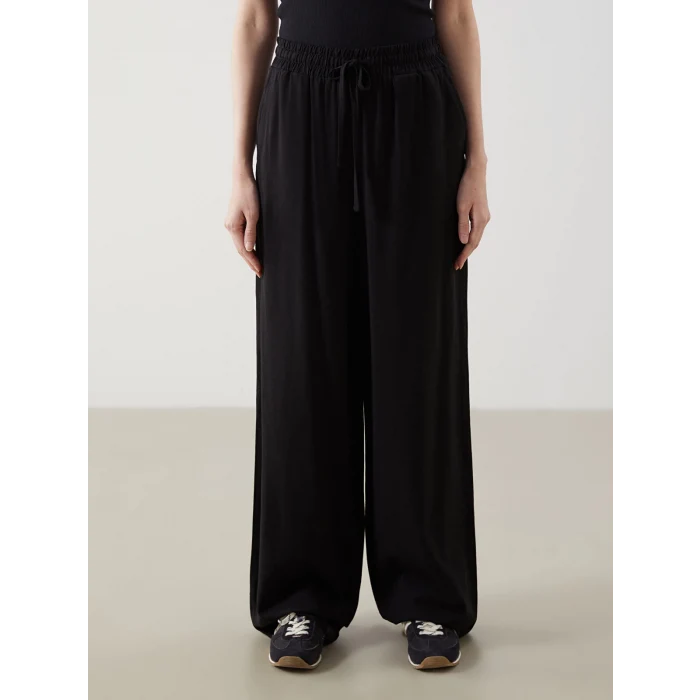 XSIDE SİYAH Beli Lastikli Keten Karışımlı Kadın Pantolon