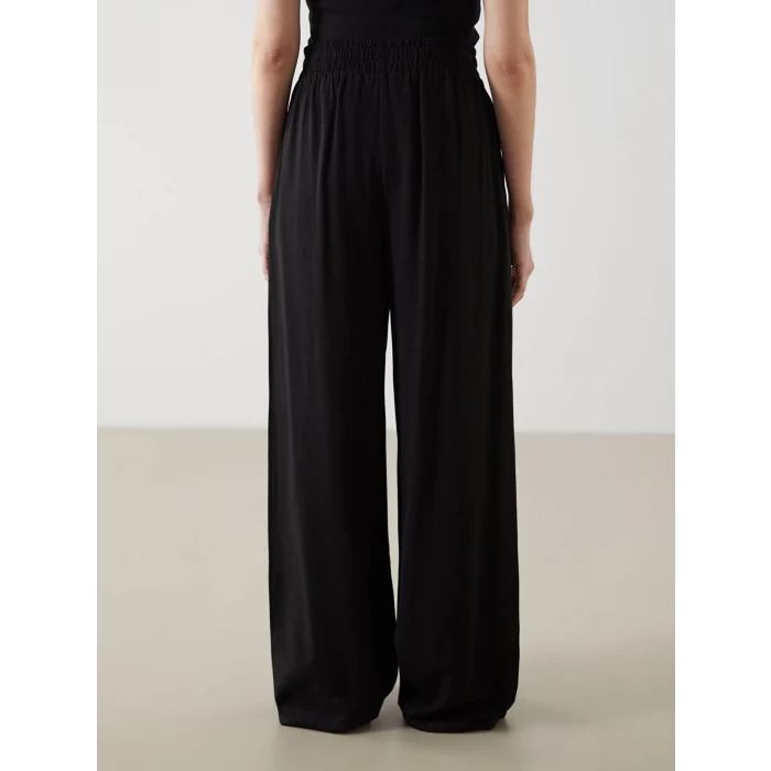 XSIDE SİYAH Beli Lastikli Keten Karışımlı Kadın Pantolon