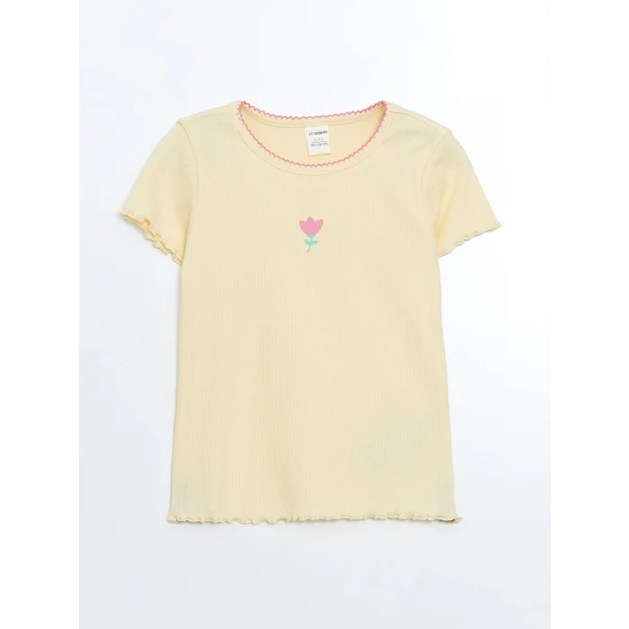 LCW Kids SARI Fırfırlı Kız Bebek Tişört ve Tayt 2li