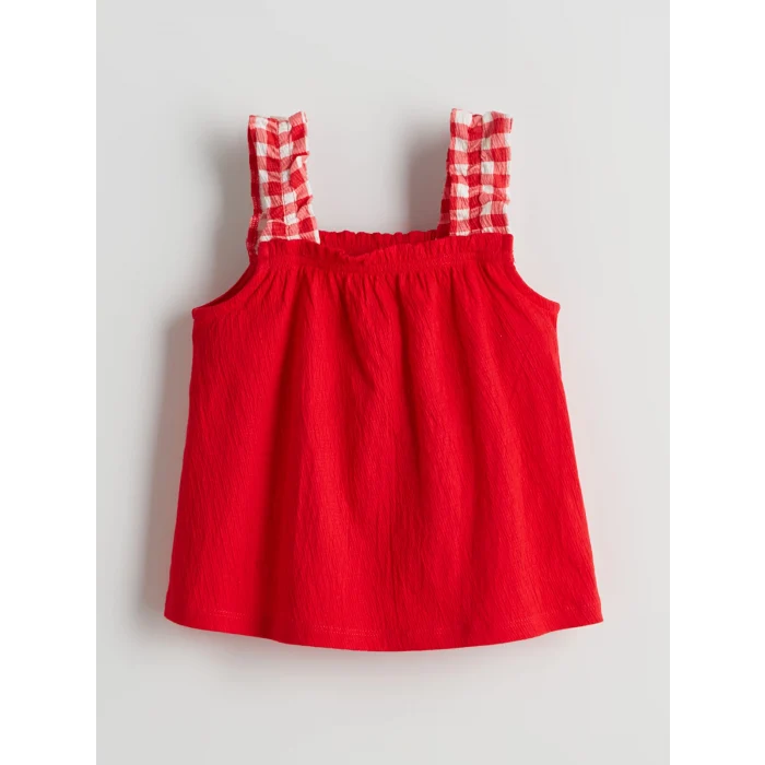 LCW Kids KIRMIZI Ekose Kız Çocuk Bluz ve Şort 2li