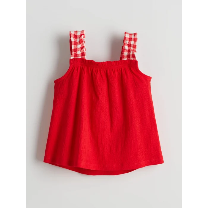 LCW Kids KIRMIZI Ekose Kız Çocuk Bluz ve Şort 2li