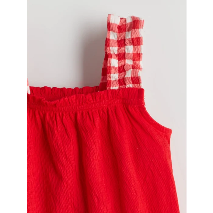 LCW Kids KIRMIZI Ekose Kız Çocuk Bluz ve Şort 2li