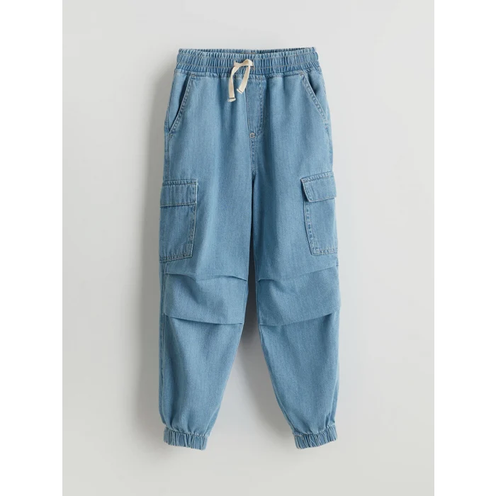 LCW Kids İNDİGO Beli Lastikli Erkek Çocuk Kargo Jean Pantolon
