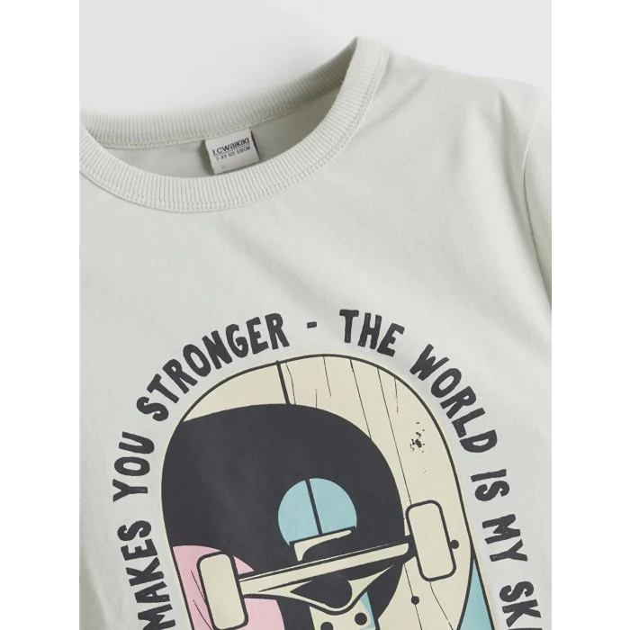 LCW Kids GRİ Bisiklet Yaka Erkek Çocuk Tişört ve Şort