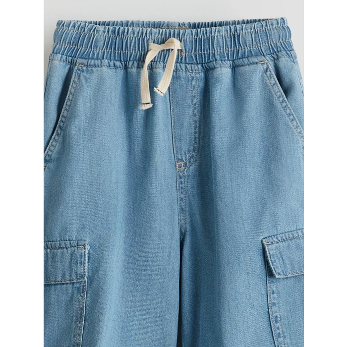 LCW Kids İNDİGO Beli Lastikli Erkek Çocuk Kargo Jean Pantolon