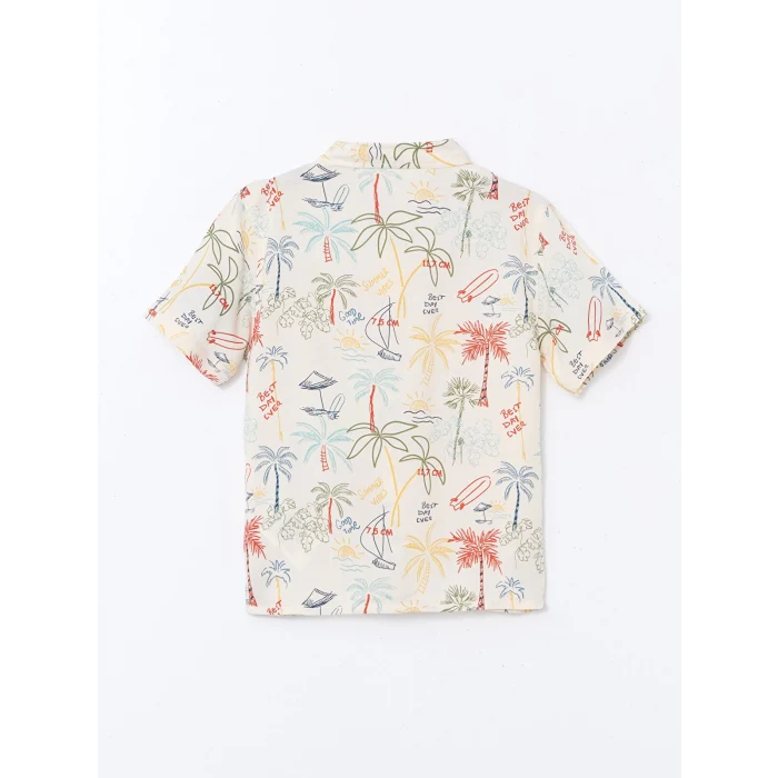 LCW Kids BEJ Baskılı Pamuklu Erkek Çocuk Gömlek ve Şort 2li