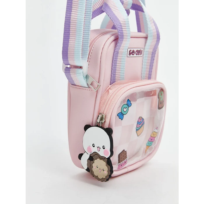 LCW ACCESSORIES PEMBE Baskılı Kız Çocuk Omuz Çantası