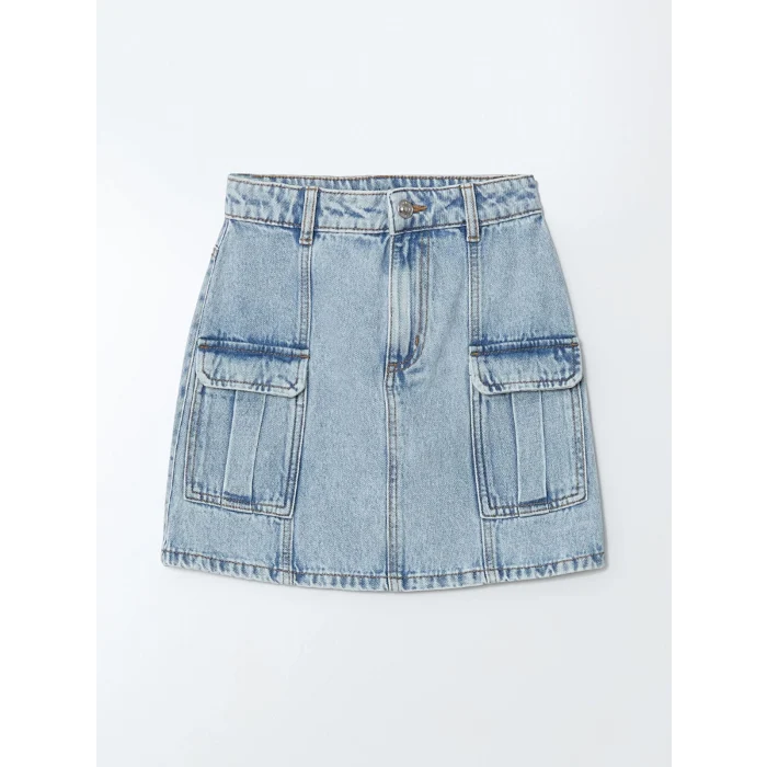 LCW Kids MAVİ Kız Çocuk Kargo Jean Etek