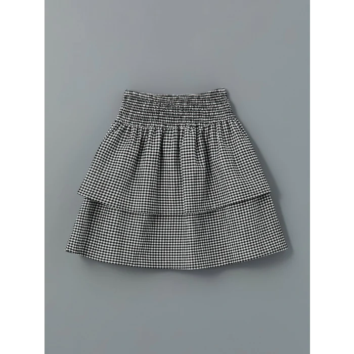 LCW Kids EKRU Bisiklet Yaka Kurdele Nakışlı Kız Çocuk Tişört ve Etek