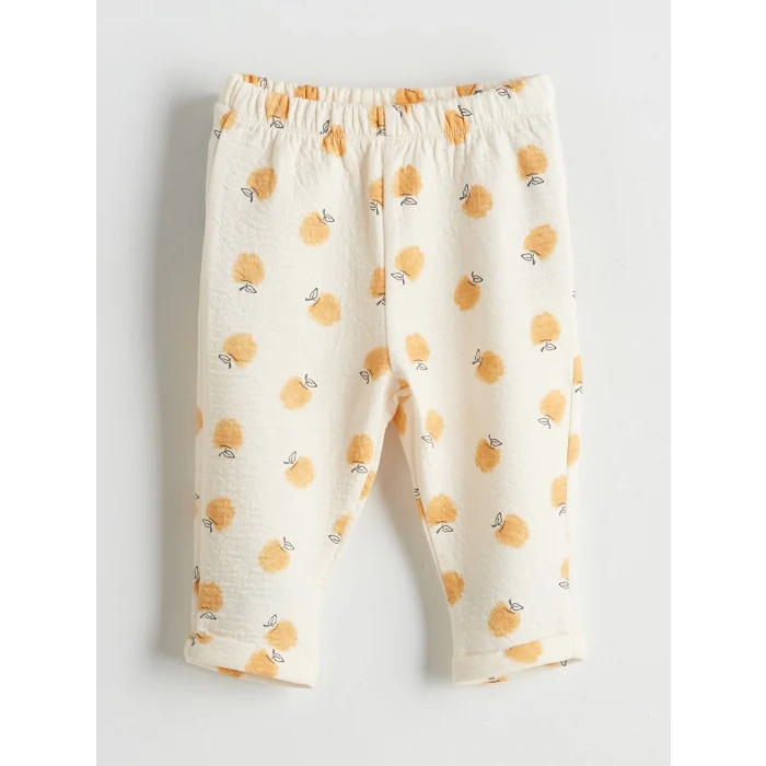 LCW Kids BEJ Bisiklet Yaka Baskılı Kız Çocuk Sweatshirt ve Eşofman Alt 2li