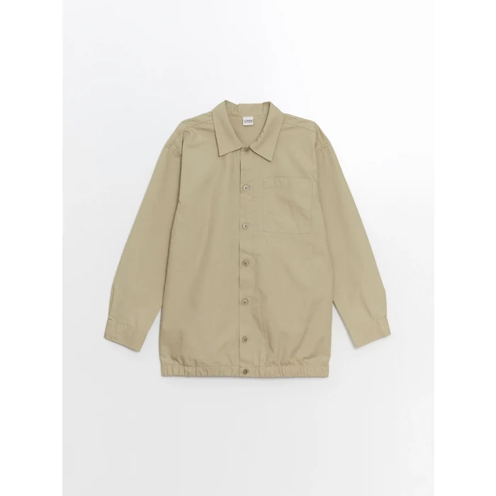 LCW Kids HAKİ Basic Uzun Kollu Erkek Çocuk Gömlek