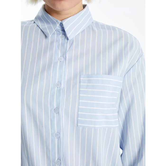 XSIDE MAVİ Gömlek Yaka Çizgili Kadın Elbise