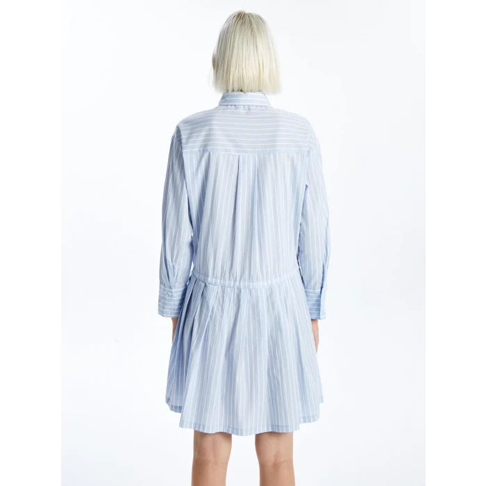 XSIDE MAVİ Gömlek Yaka Çizgili Kadın Elbise