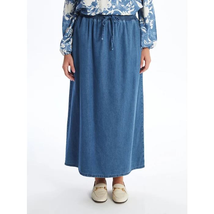 LCW Grace MAVİ Beli Lastikli Kadın Jean Etek
