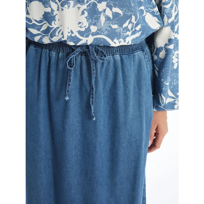 LCW Grace MAVİ Beli Lastikli Kadın Jean Etek