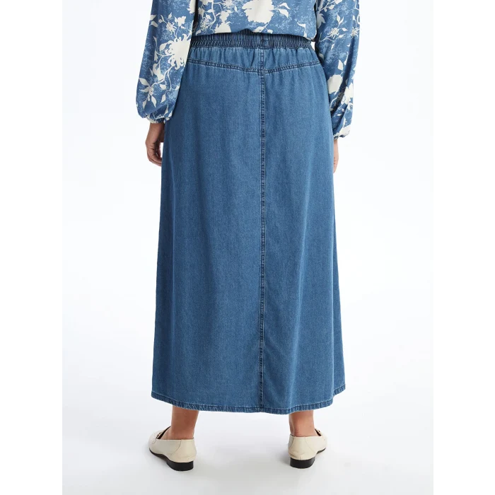 LCW Grace MAVİ Beli Lastikli Kadın Jean Etek
