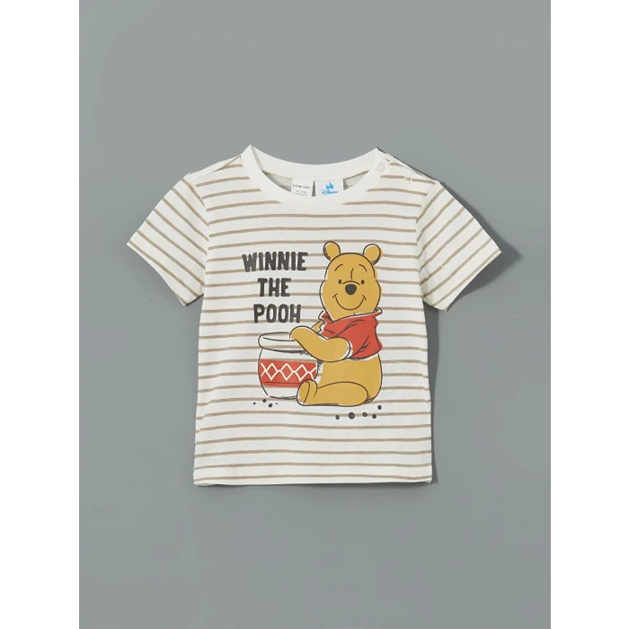 LCW baby BEJ Winnie the Pooh Baskılı Erkek Bebek Şortlu Pijama Takımı