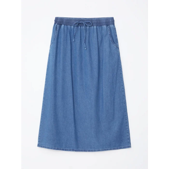 LCW Grace MAVİ Beli Lastikli Kadın Jean Etek