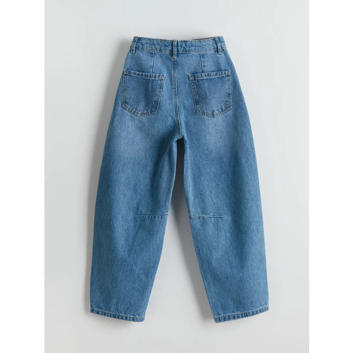 LCW Kids İNDİGO Beli Ayarlanabilir Lastikli Kız Çocuk Jean Pantolon