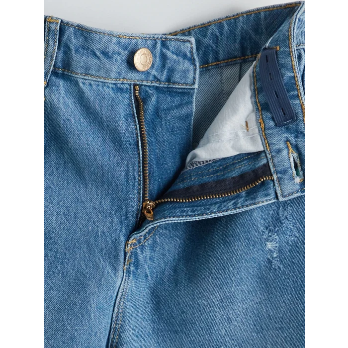 LCW Kids İNDİGO Beli Ayarlanabilir Lastikli Kız Çocuk Jean Pantolon