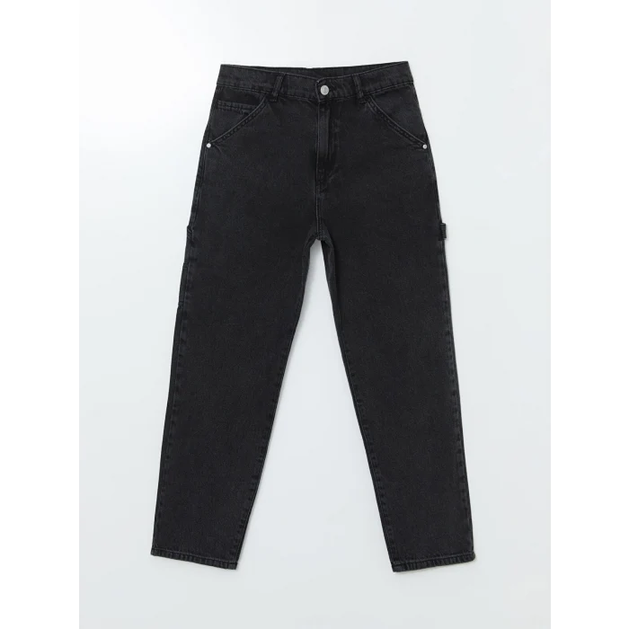 LCW Kids SİYAH Beli Ayarlanabilir Lastikli Erkek Çocuk Jean Pantolon