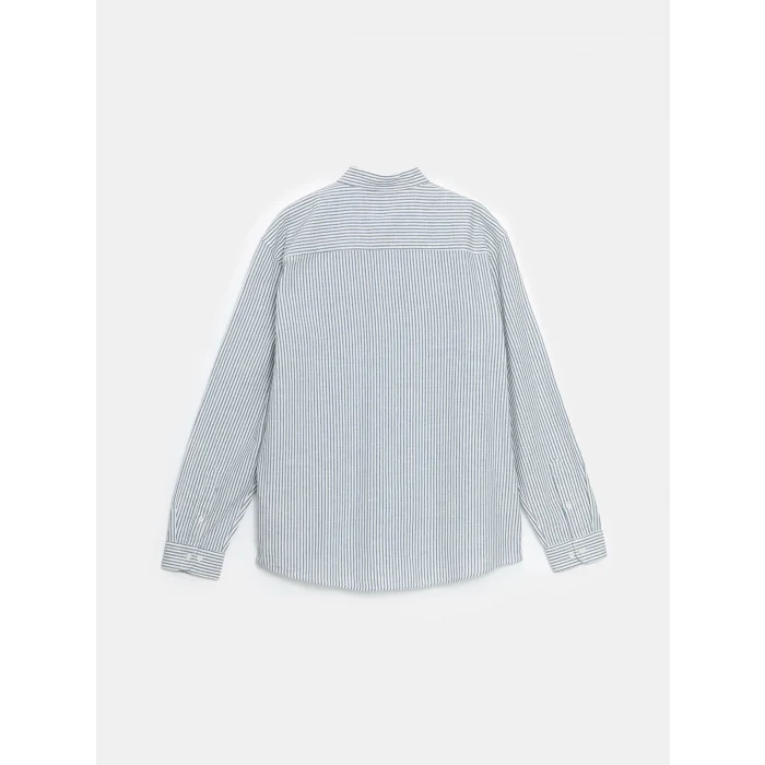 LCW Vision MAVİ Regular Fit Uzun Kollu Çizgili Erkek Gömlek