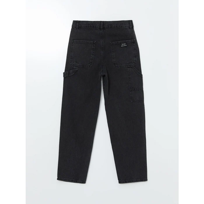 LCW Kids SİYAH Beli Ayarlanabilir Lastikli Erkek Çocuk Jean Pantolon