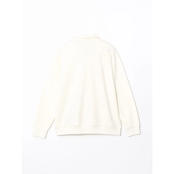 XSIDE BEJ Dik Yaka Uzun Kollu Nakışlı Erkek Kalın Sweatshirt