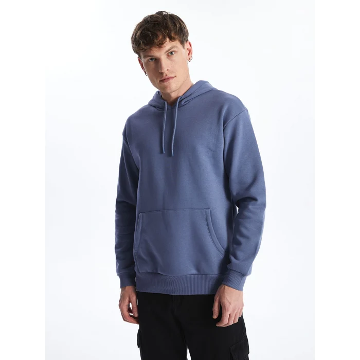 LCW Casual İNDİGO Uzun Kollu Erkek Kalın Hoodie