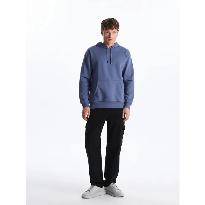 LCW Casual İNDİGO Uzun Kollu Erkek Kalın Hoodie