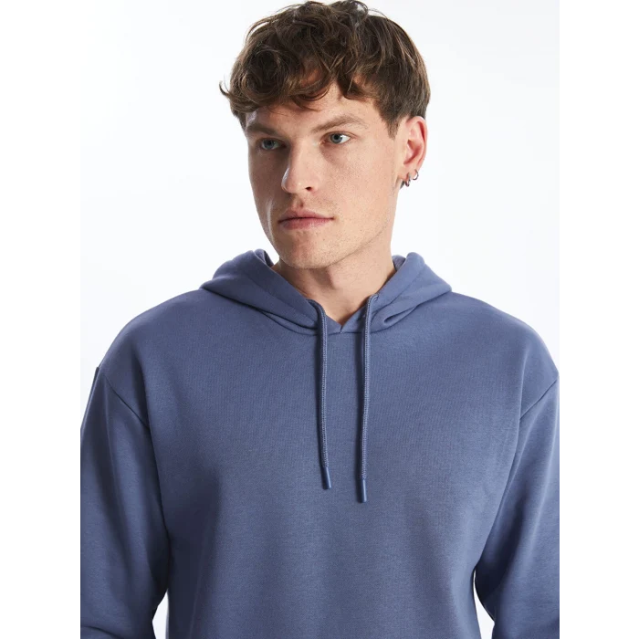 LCW Casual İNDİGO Uzun Kollu Erkek Kalın Hoodie