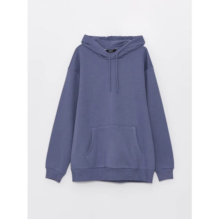 LCW Casual İNDİGO Uzun Kollu Erkek Kalın Hoodie