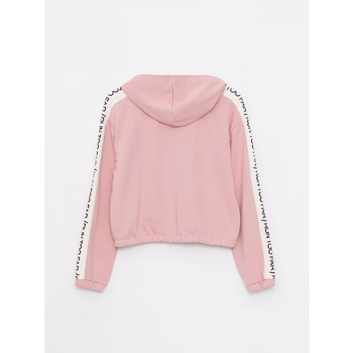 LCW Kids PEMBE Kapüşonlu Baskılı Uzun Kollu Kız Çocuk Sweatshirt ve Eşofman Altı