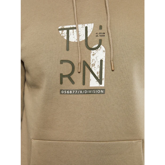 LCW Casual HAKİ Uzun Kollu Baskılı Erkek Kalın Hoodie