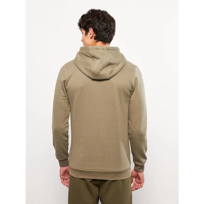 LCW Casual HAKİ Uzun Kollu Baskılı Erkek Kalın Hoodie