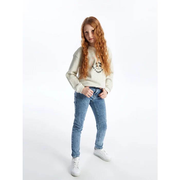 LCW Kids MAVİ Skinny Fit Kız Çocuk Jean Pantolon