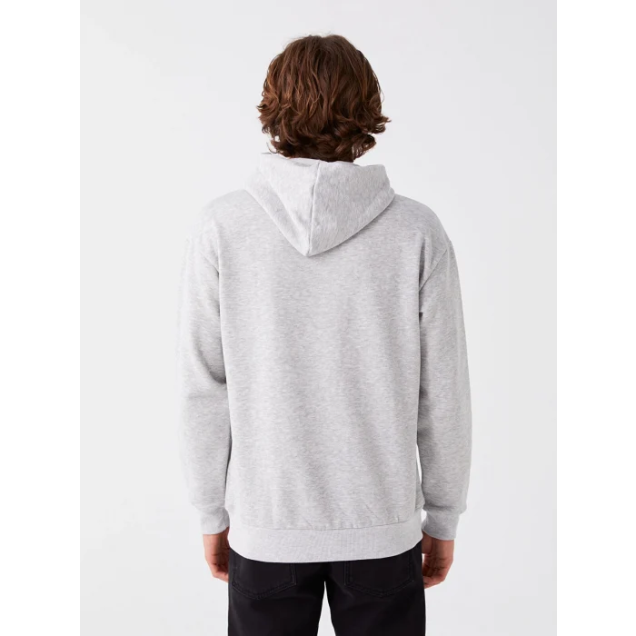 LCW Casual GRİ Uzun Kollu Baskılı Erkek Kalın Hoodie
