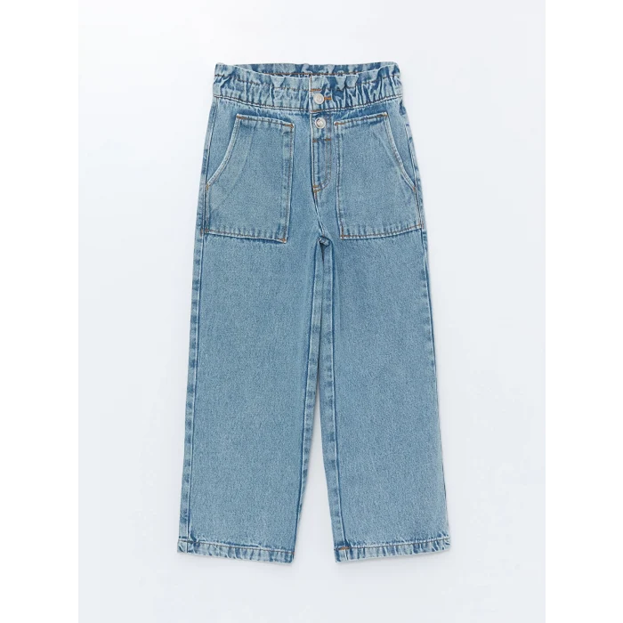 LCW Kids MAVİ Beli Lastikli Kız Çocuk Jean Pantolon