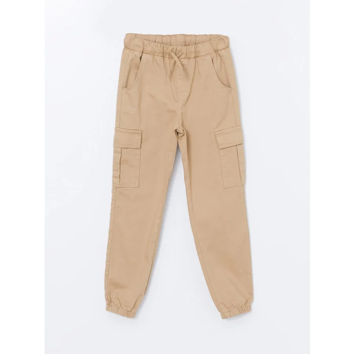 LCW Kids BEJ Beli Lastikli Kız Çocuk Kargo Jogger Pantolon