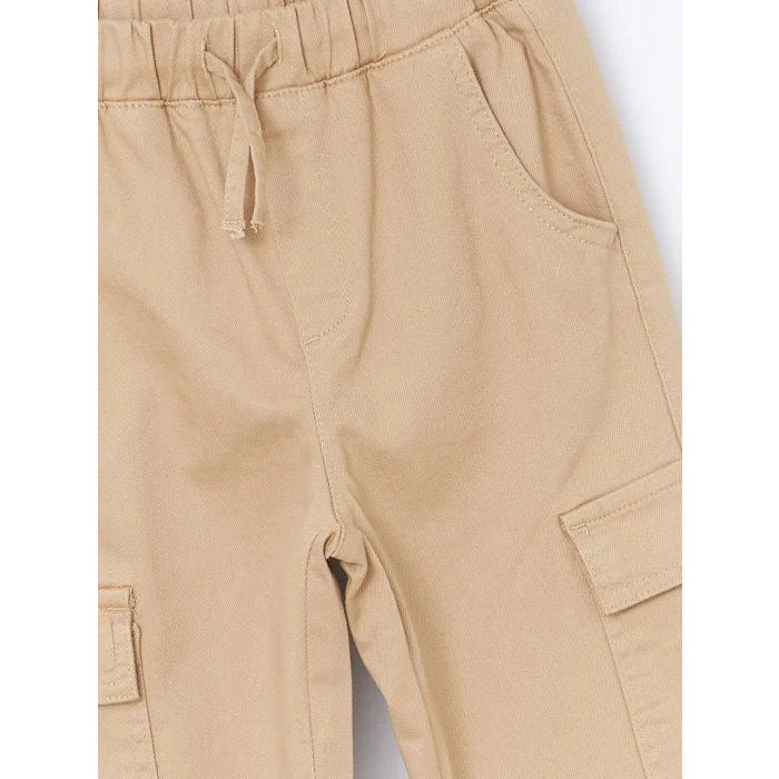 LCW Kids BEJ Beli Lastikli Kız Çocuk Kargo Jogger Pantolon