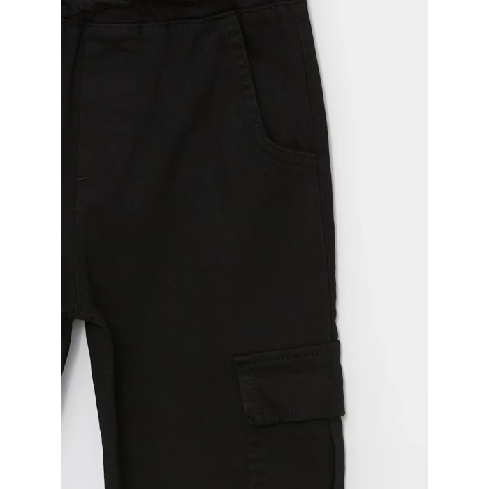 LCW Kids SİYAH Beli Lastikli Kız Çocuk Kargo Jogger Pantolon