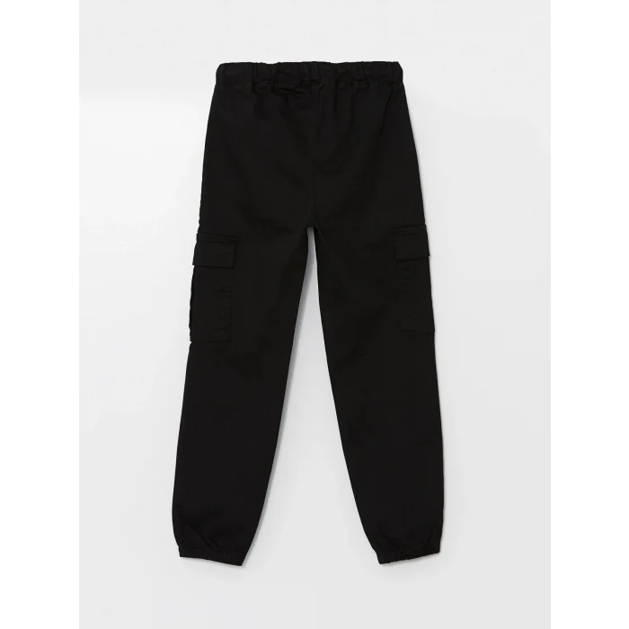 LCW Kids SİYAH Beli Lastikli Kız Çocuk Kargo Jogger Pantolon