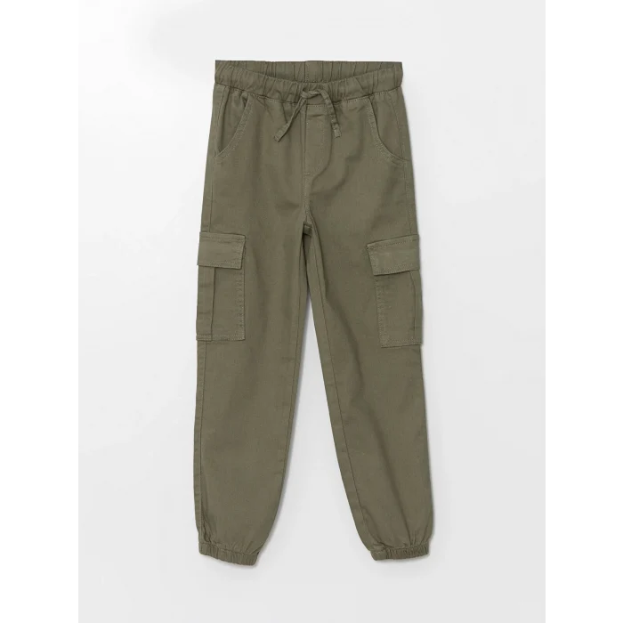LCW Kids HAKİ Beli Lastikli Kız Çocuk Kargo Jogger Pantolon