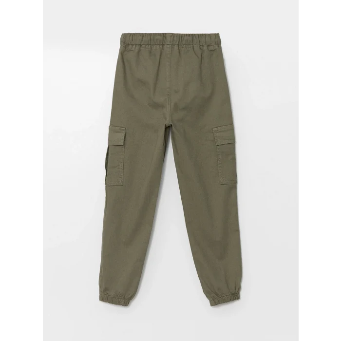 LCW Kids HAKİ Beli Lastikli Kız Çocuk Kargo Jogger Pantolon