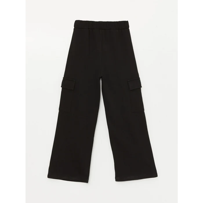 LCW Kids SİYAH Beli Lastikli Kız Çocuk Kargo Eşofman Altı