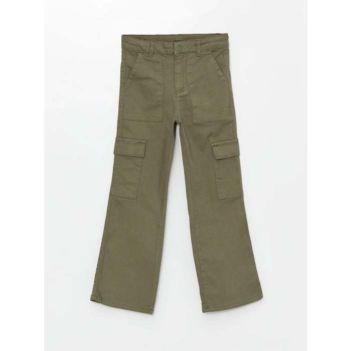 LCW Kids HAKİ Beli Ayarlanabilir Lastikli Kız Çocuk Pantolon